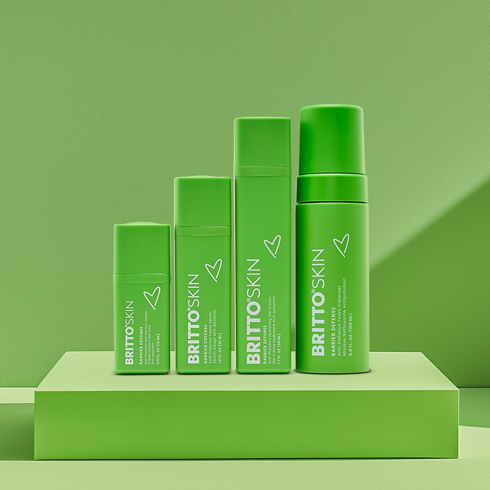 A studio photo of the Barrier Defense Collection on a green setting