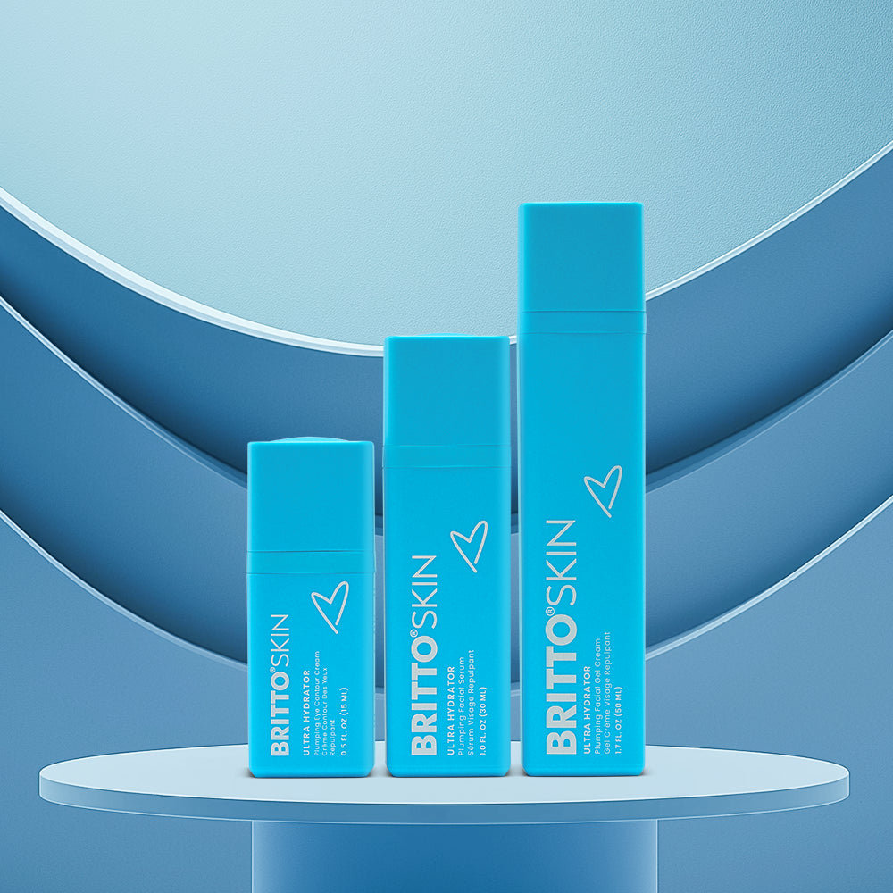 A studio photo of the Ultra Hydrator Collection on a Blue Studio Backdrop